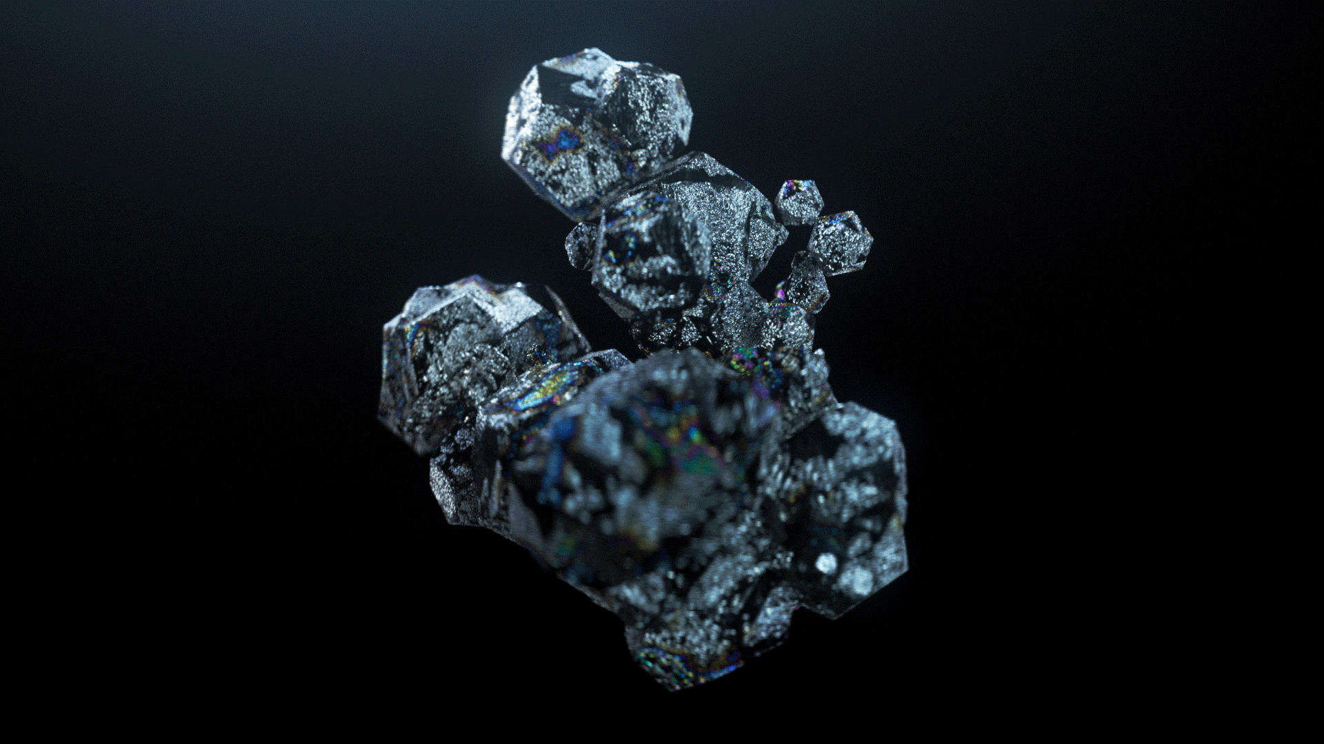 Abstracte animatie van bewegende kristallen