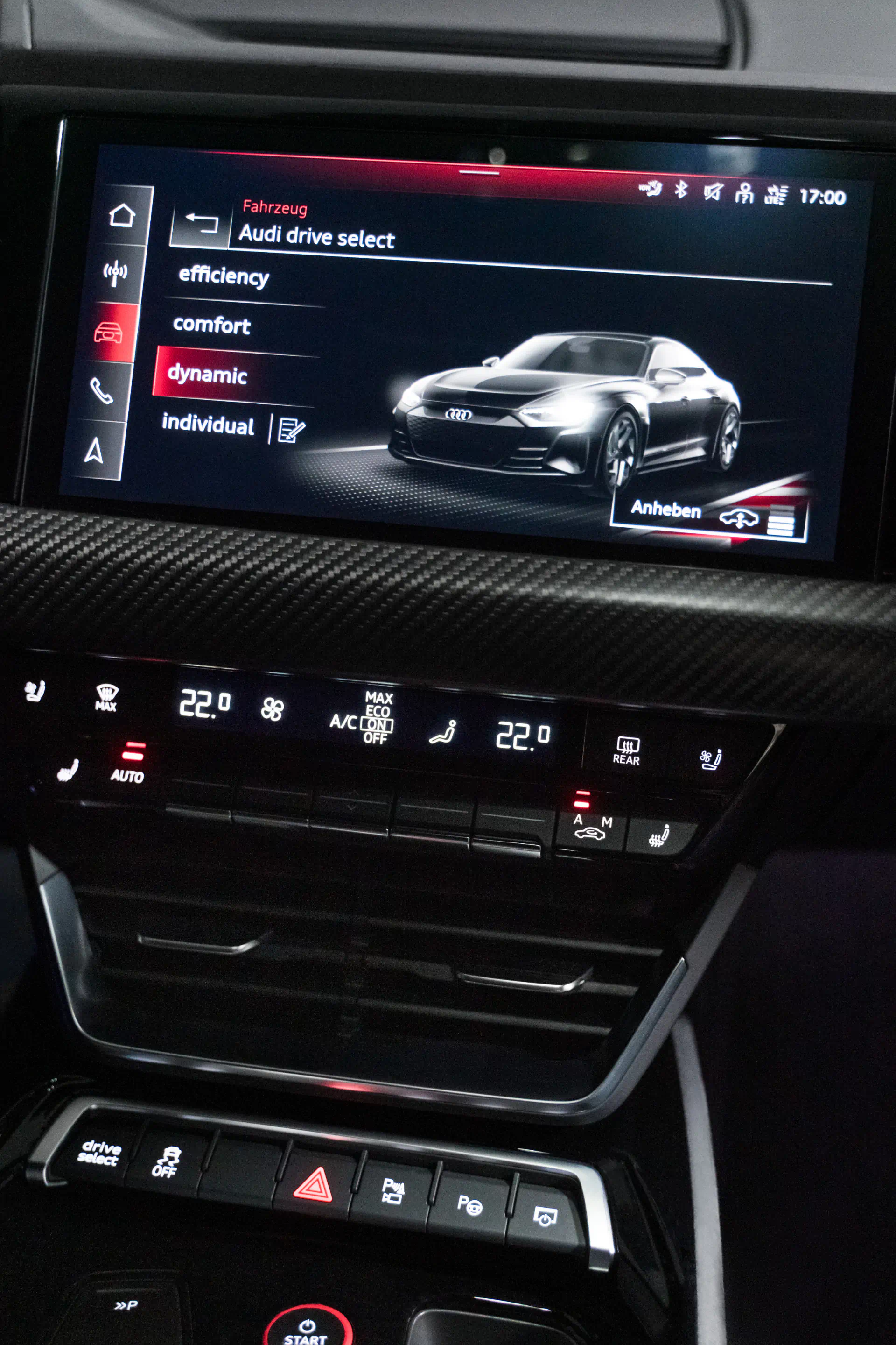 Het MMI-keuzemenu voor Audi drive select.
